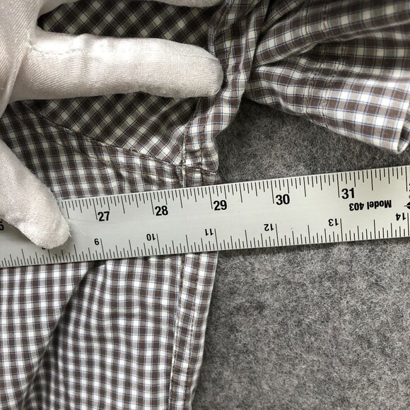 Eddie Bauer Short Sleeve Shirt Mens XXL Button Up Brown Check Plaid Cotton - Picture 6 of 9